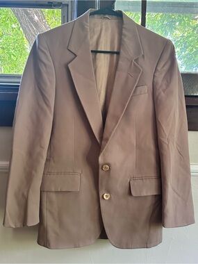 Vintage Classic Men's Taupe Blazer - Versatile Two-Button Jacket